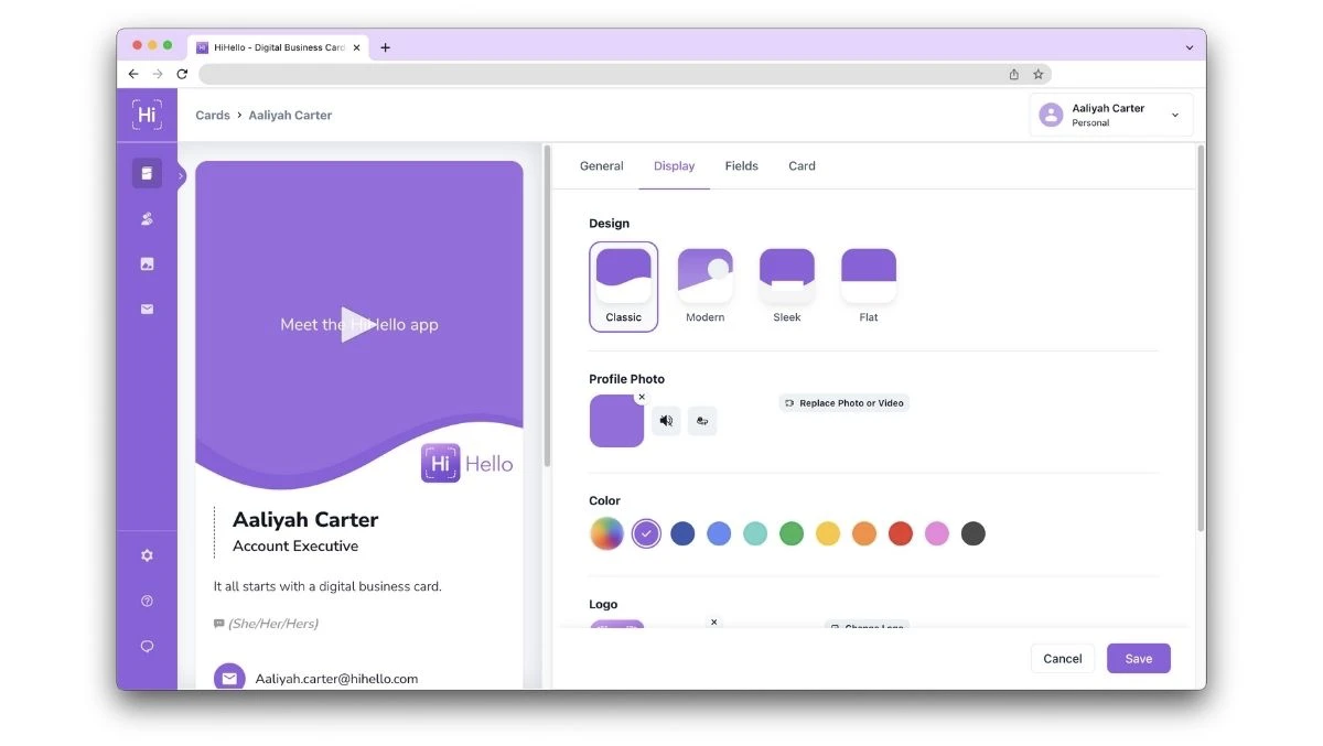 edit your card to add a profile video or live photo to your card